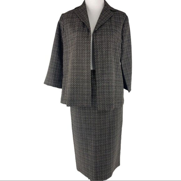 Yansi Fugel‎ Women's NWT Black Tattersall Designer Blazer Skirt Suit S-C38/2-W28 - Picture 1 of 10